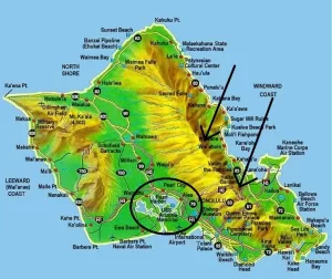 Map Of Hawaii Oahu Honolulu Pearl Harbor Waikiki Diamond Head Hunauma Bay 1