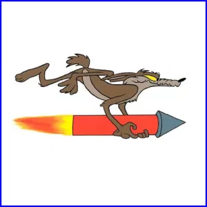 Wile E. Coyote riding missle